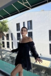 Kuşgözlü Tül Kollu Design Siyah Elbise