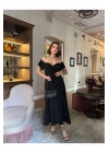 Off-Shoulder Siyah Maxi Elbise