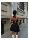 Straplez Formlu Halter Yaka Şortlu Mini Elbise