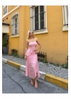 Asimetrik Astarlı Dantel Pembe Etekli Takım
