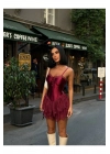 Kadın Premium Dantel Detaylı Askılı Biyeli Şortlu Bordo Mini Boy Elbise