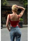 Gloplu Yan Bağcıklı Kırmızı Crop