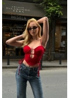 Gloplu Yan Bağcıklı Kırmızı Crop