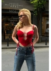 Gloplu Yan Bağcıklı Kırmızı Crop