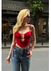 Gloplu Yan Bağcıklı Kırmızı Crop