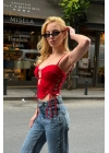 Gloplu Yan Bağcıklı Kırmızı Crop