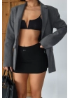 Şık Kemer Detaylı Basic Mini Şortlu Siyah Etek
