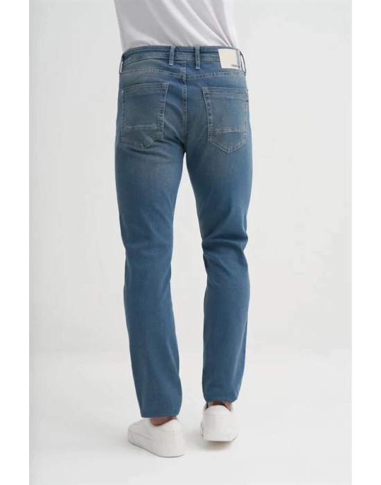 0704 Parker Normal Bel Dar Paça Slim Fit Erkek Kot Pantolon Mavi