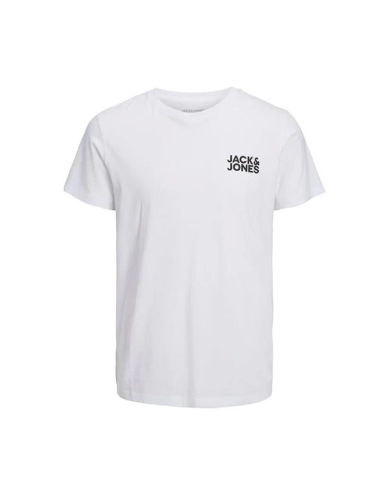 12151955 Bisiklet Yaka Baskılı Erkek T-Shirt Beyaz