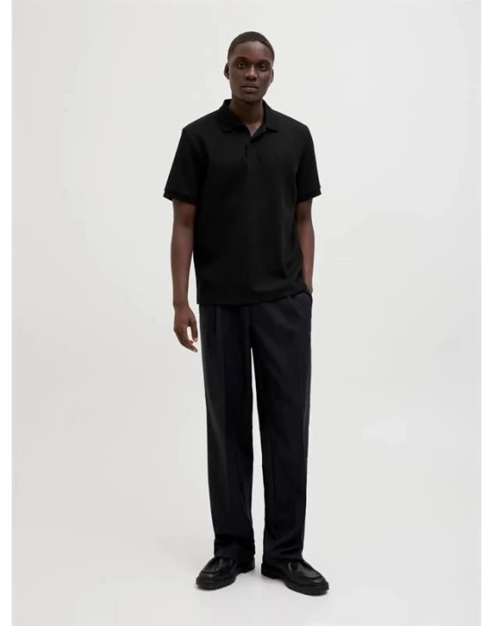 12268130 Likralı Polo Yaka Erkek Tshirt Siyah