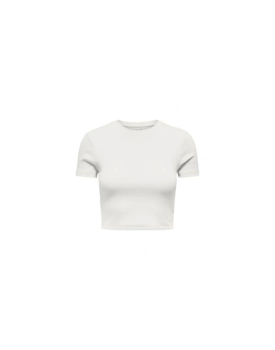 15311891 Likralı Fitilli Crop Kadın T-Shirt Beyaz