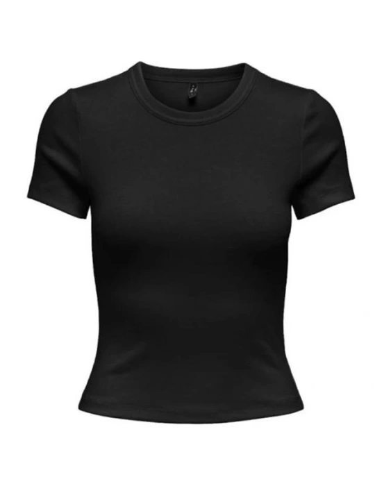 15339774 Likralı Fitilli Slim Fit Kadın T-Shirt Siyah