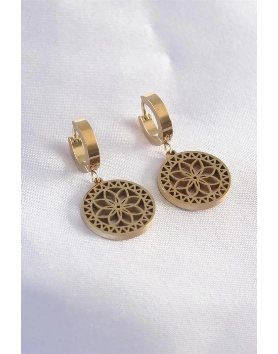 316L Çelik Gold Renk Lotus Kadın Küpe