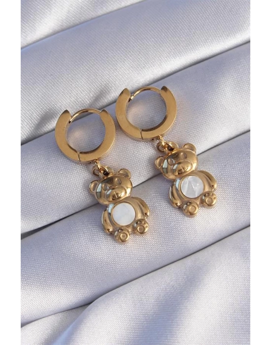 316L Çelik Gold Renk Teddy Model Küpe