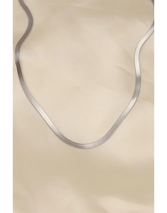 316L Çelik Silver Renk 45 cm İtalyan Zincir Model Kadın Kolye