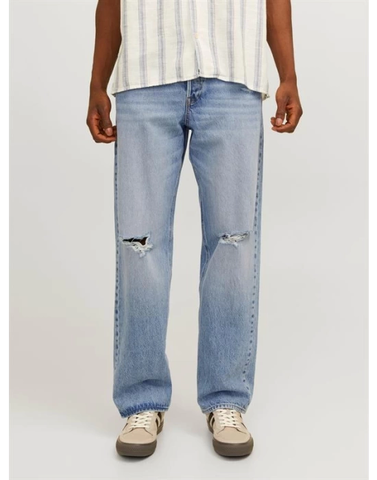 Boru Paça Yırtmaçlı %100 Pamuk Erkek Denim
