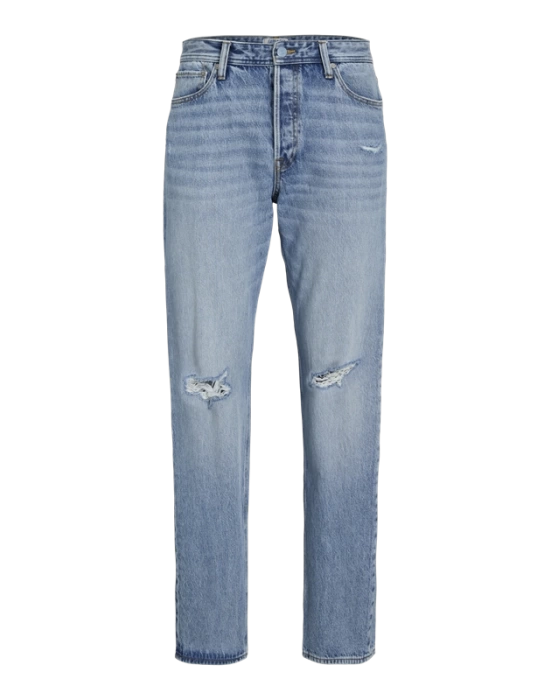 Boru Paça Yırtmaçlı %100 Pamuk Erkek Denim