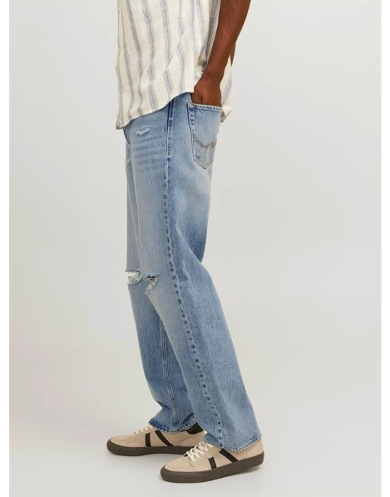 Boru Paça Yırtmaçlı %100 Pamuk Erkek Denim