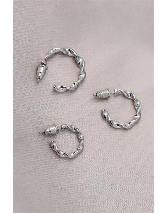 Burgu Model Gümüş Metal Küpe Seti