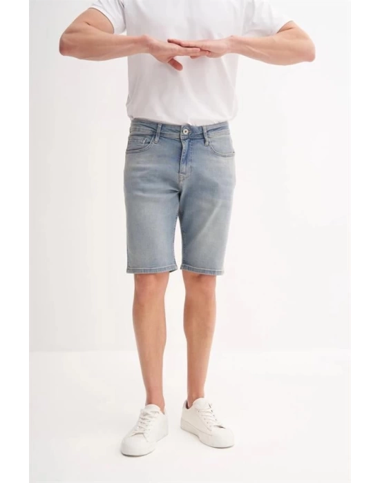 CAZ6703 Likralı Erkek Kot Short Lacivert