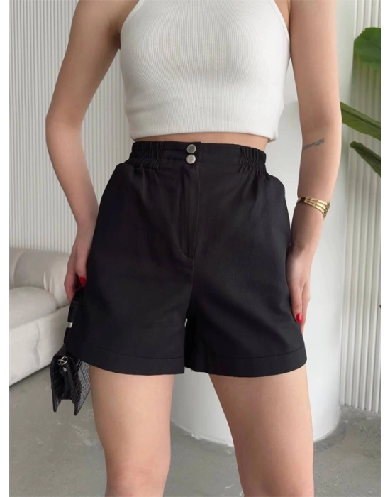 Çıtçıtlı gabardin şort