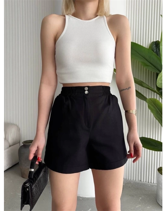 Çıtçıtlı gabardin şort