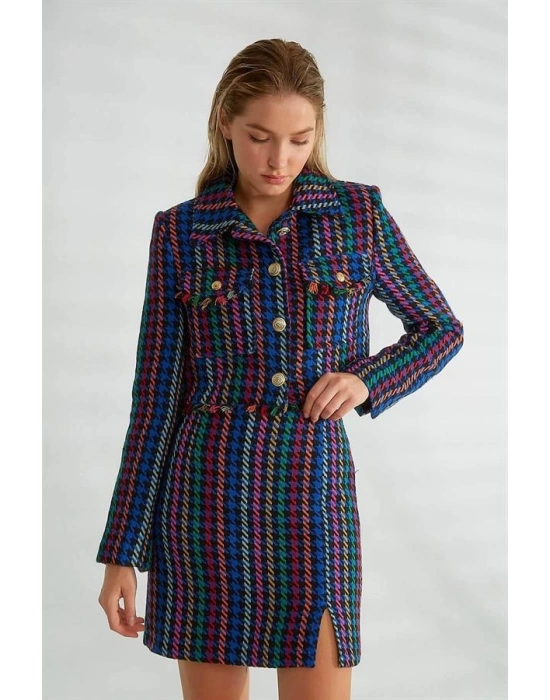 D84123 Kazayağı Desen Kadın Etek