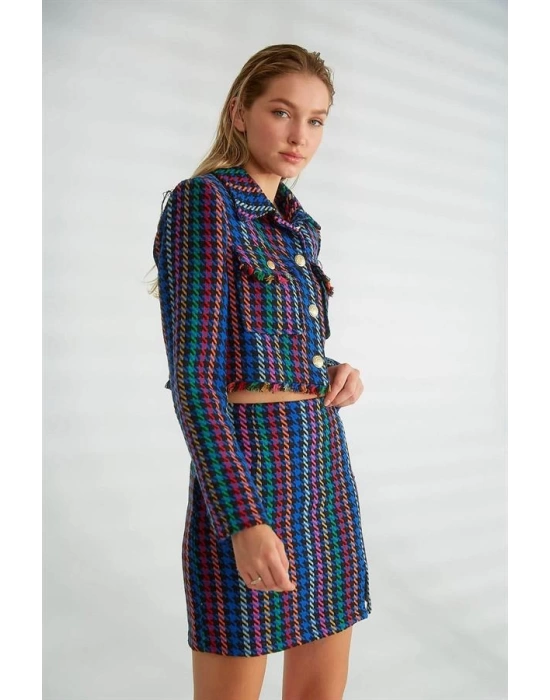 D84123 Kazayağı Desen Kadın Etek