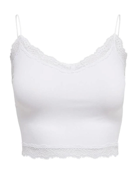 Dantel Yaka İp Askılı Crop