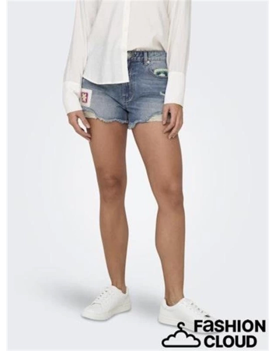 İşlemeli Denim Kadın Şort