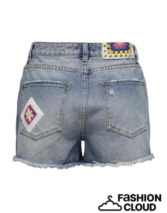 İşlemeli Denim Kadın Şort