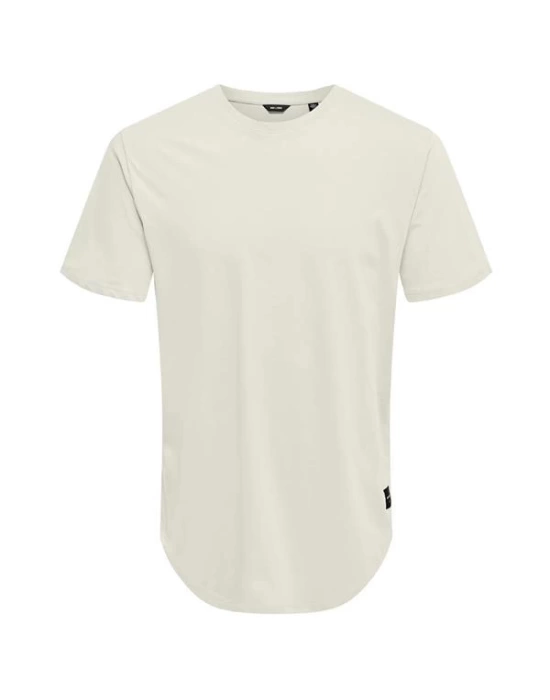 Oval Kesim Erkek T-shirt Bej