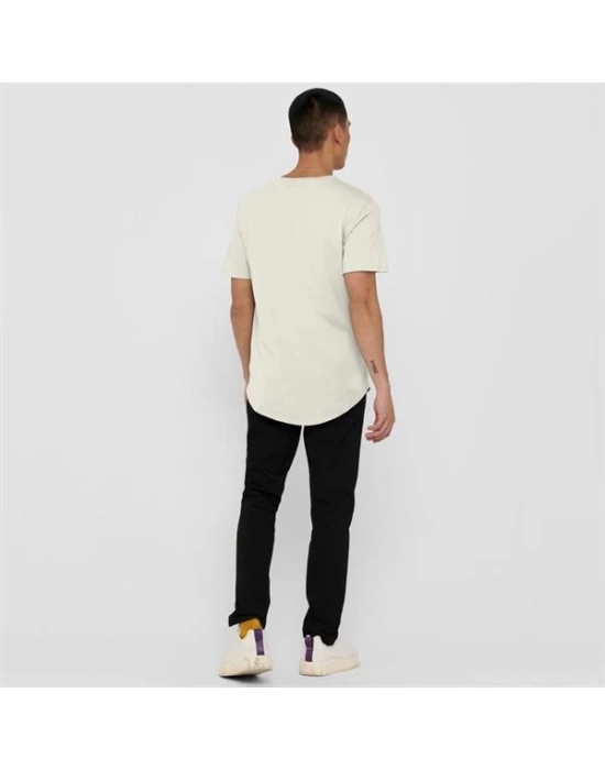 Oval Kesim Erkek T-shirt Bej