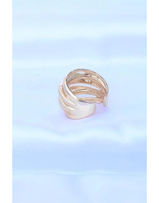 Pirinç Gold Renk Ayarlanabilir Tırtıklı Bombe Yüzük
