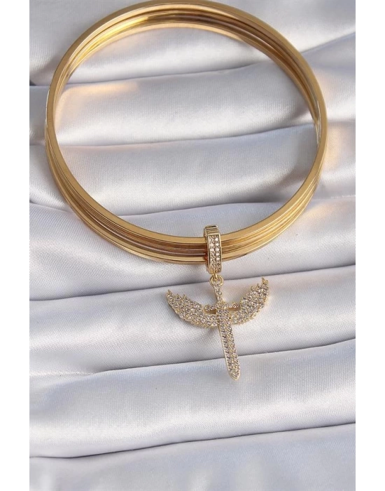 Pirinç Gold Renk Zirkon Taşlı Mikail Model Ajda Charm