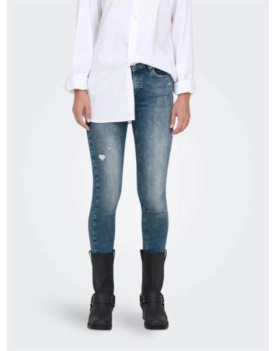 Püsküllü Paça Slim Fit Yüksek Bel Kadın Kot Pantolon