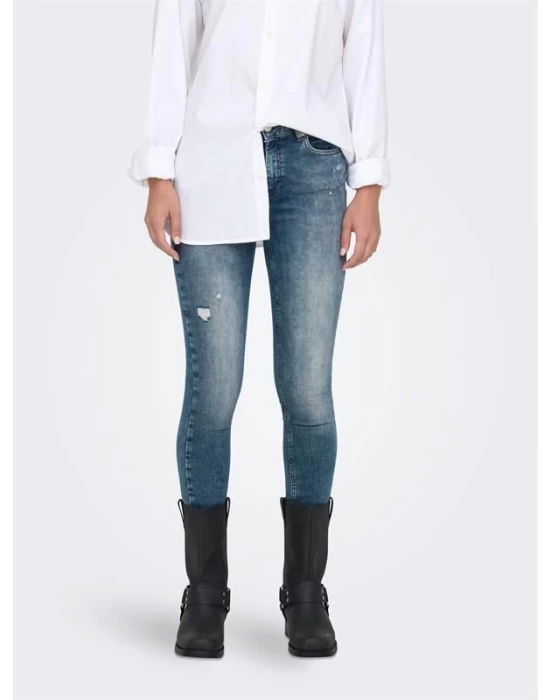 Püsküllü Paça Slim Fit Yüksek Bel Kadın Kot Pantolon