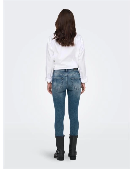 Püsküllü Paça Slim Fit Yüksek Bel Kadın Kot Pantolon