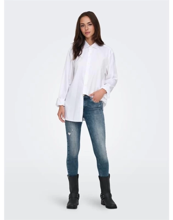 Püsküllü Paça Slim Fit Yüksek Bel Kadın Kot Pantolon
