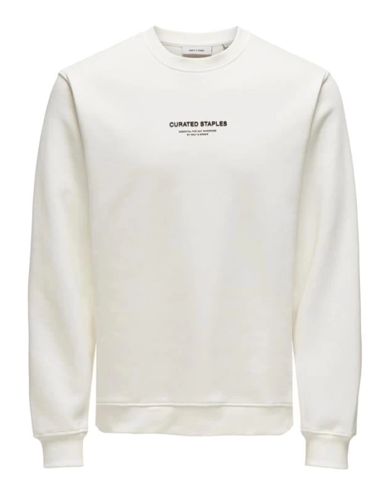 Sıfır Yaka Şardonlu Erkek Sweatshirt