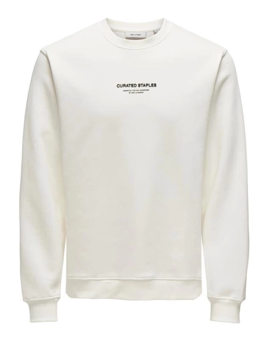 Sıfır Yaka Şardonlu Erkek Sweatshirt