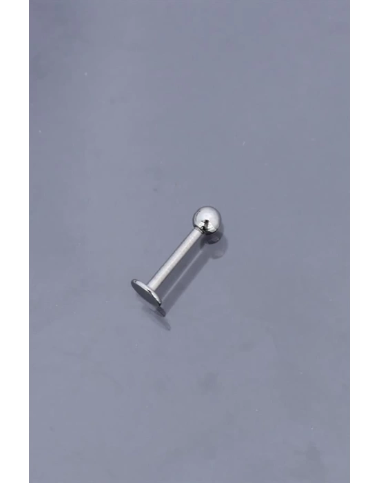Silver Renk Düz Bar Tek Taraflı Top Model 316L Cerrahi Çelik Piercing