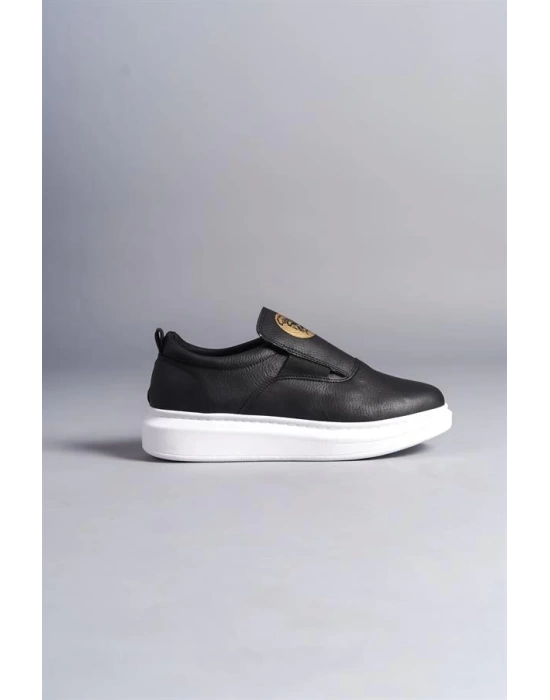 SLW161 Hippo Bağcıksız Cilt Erkek Günlük Sneaker Ayakkabı BT - Siyah