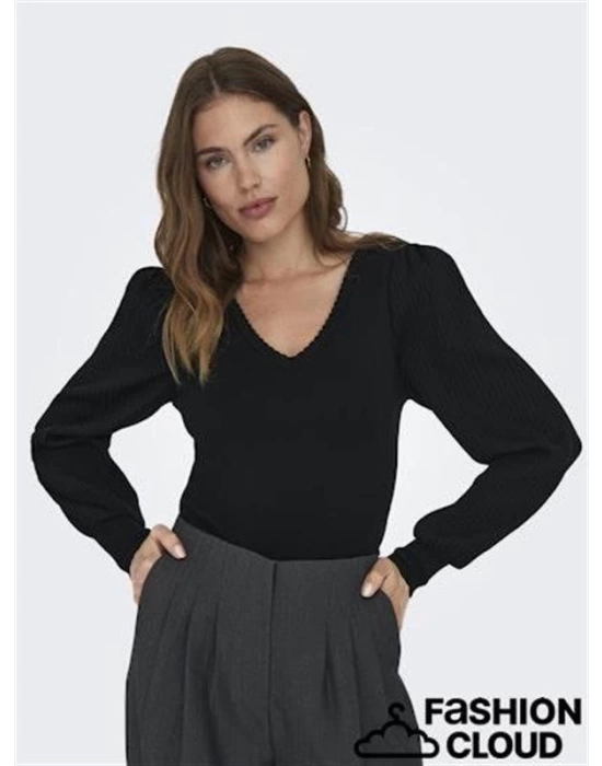 V Yaka Günlük Giyilebilen Şık Yaka Detay Kadın Sweat