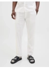 12248606 Relaxed Fıt Beli Lastikli Keten Jogger Erkek Pantolon Beyaz