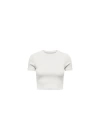 15311891 Likralı Fitilli Crop Kadın T-Shirt Beyaz