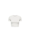 15311891 Likralı Fitilli Crop Kadın T-Shirt Beyaz