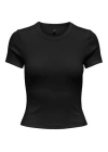 15339774 Likralı Fitilli Slim Fit Kadın T-Shirt Siyah