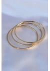 316L Çelik Gold Renk 3lü Ajda Model Kadın 60 mm Bilezik