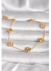 316L Çelik Gold Renk Baby Boy Yonca Model İşleme Detay Kadın Bileklik